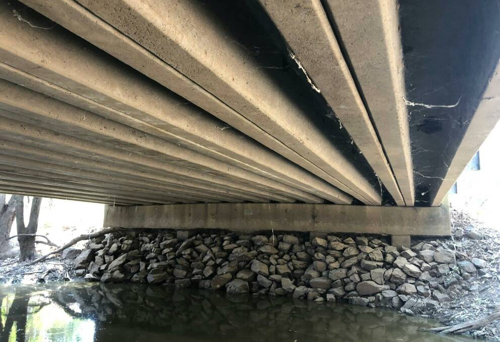 Extra supports under the middle of the bridge beams will be installed. Indigo Shire Council picture