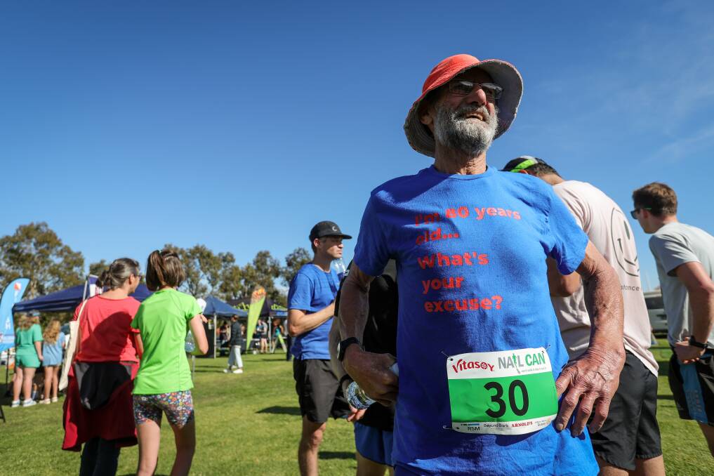 Age buster Vyner Smithwick, who turns 80 in October, completed the Nail Can Hill Run in 73 minutes. Picture by James Wiltshire