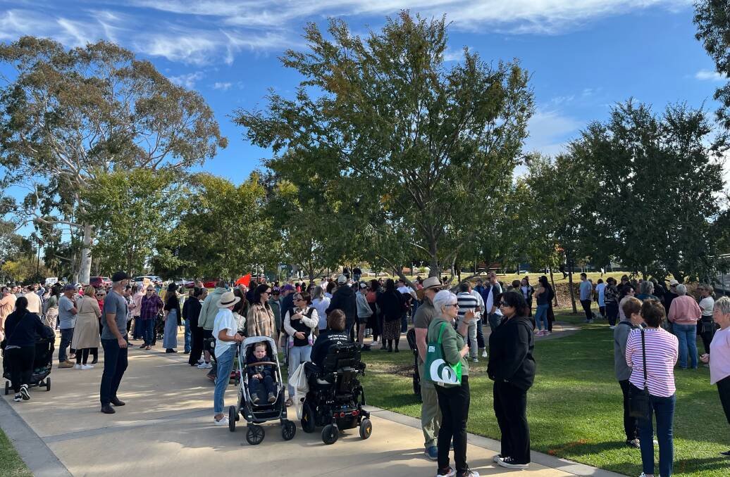 Cobram residents at the rally against gender-based violence at Federation Park. Picture supplied