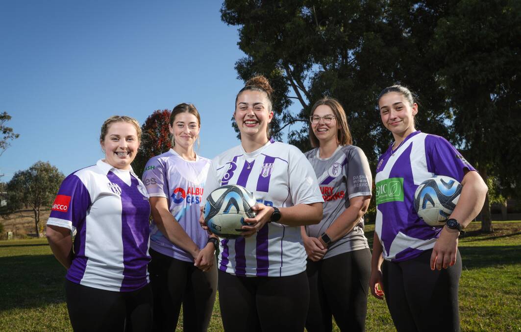 Melrose FC teammates Rachael Clarke, Maya Davis, Alex Waters, Ashlea Thurnam and Eva Davis reflect on playing together ahead of AWFA's female football round. Picture by James Wiltshire