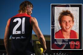 Wodonga Raiders' senior footballer Liam Hickey will have his late brother, Ben, with him this weekend as the club celebrates Bucks for Ben Brain Cancer Fundraiser. Picture by Mark Jesser.