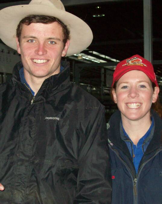 Jackson Meehan and Katie Lewis, from Corcoran Parker, were accessing the cattle at the northern Victoria livestock exchange cow and bull market on Wednesday.