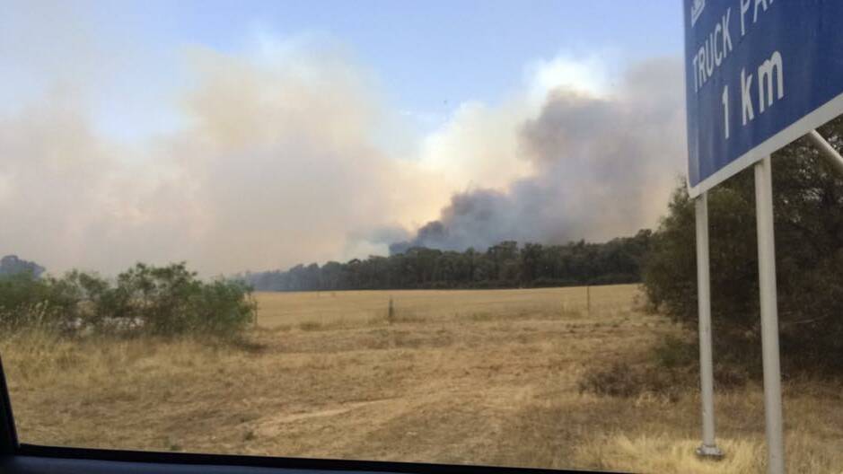 A picture of the blaze from the Chiltern rest stop about 12.45pm. Picture: AJIAH HARRIS