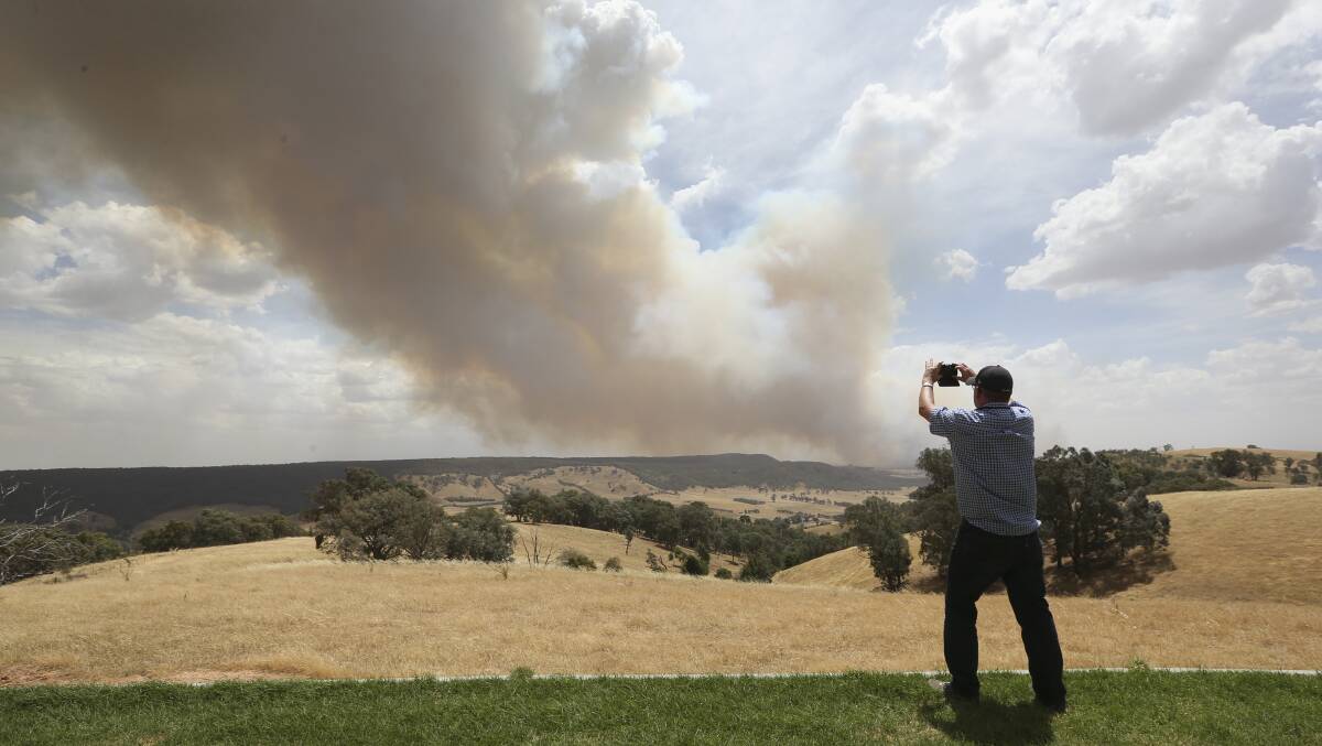 The fire rages at Indigo Valley. Picture: ELENOR TEDENBORG