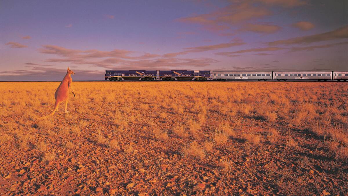 Australia’s heartland … the Indian Pacific makes light work of the great Outback.