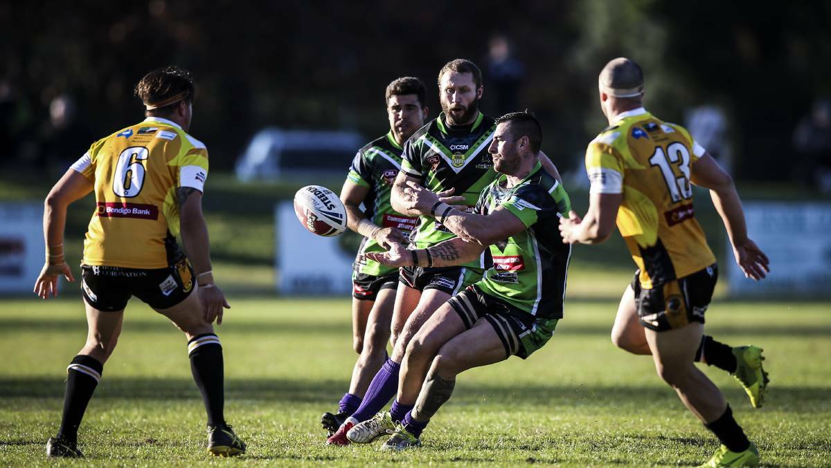 IN TROUBLE: Albury hooker Andrew Smith in action against Gundagai on Sunday at Greenfield Park, before being sent off. Picture: James Wiltshire 