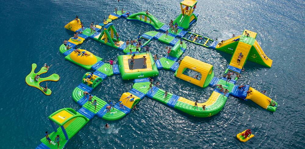 WATER WORLD: The 50sq m aquatic adventure playground will open between the Mulwala bridge and the Yarrawonga foreshore from November until late April 2017.