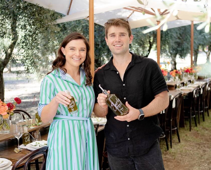 Siblings Hannah and Jack Vodusek, of Rich Glen Olive Estate, at the launch of their premium 2024 Early Harvest Extra Virgin Olive Oil. Picture supplied