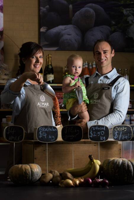 NATURAL APPROACH: Almar Organics operators Katie and Clint Hall, with their daughter Zara, will host a fermenting workshop with Wodonga nutritionist Anna Fogarty at the North Albury business on Sunday. Picture: SIMON BAYLISS