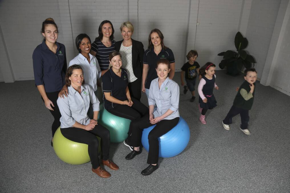 Albury Integrated Health team: (Seated) Briony Dixon, Lauren Pearce and Annabel Ranford; (Back) Annabel Bender, Thanuja Vanderhoek, Simone O'Connor, Tracy Wallace and Emily Manson. Children: William Dixon, 5, with Ash and Sophie O'Connor, 4. Picture: ELENOR TEDENBORG