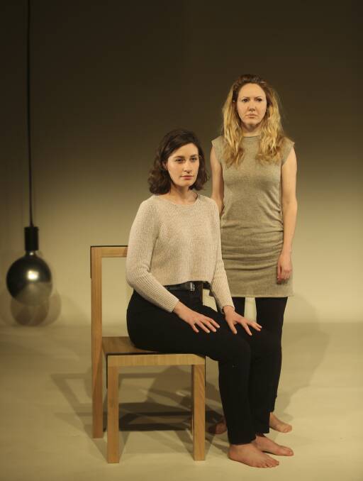 FEMALE INSTINCT: Sarah Hamilton and Justine Campbell in They Saw A Thylacine, which played at The Butter Factory in Wodonga during May. Picture: ELENOR TEDENBORG