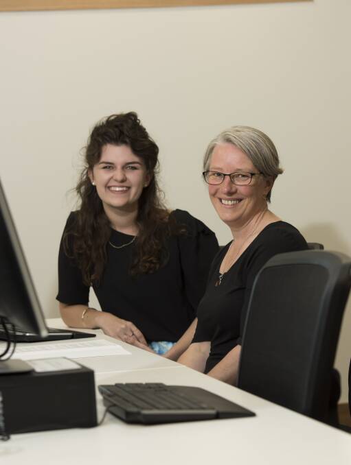 TURN BACK TIME: La Trobe student Sidney Mason and Dr Jennifer Jones discuss Sidney's Making History project for her third-year research. Picture: SIMON BAYLISS