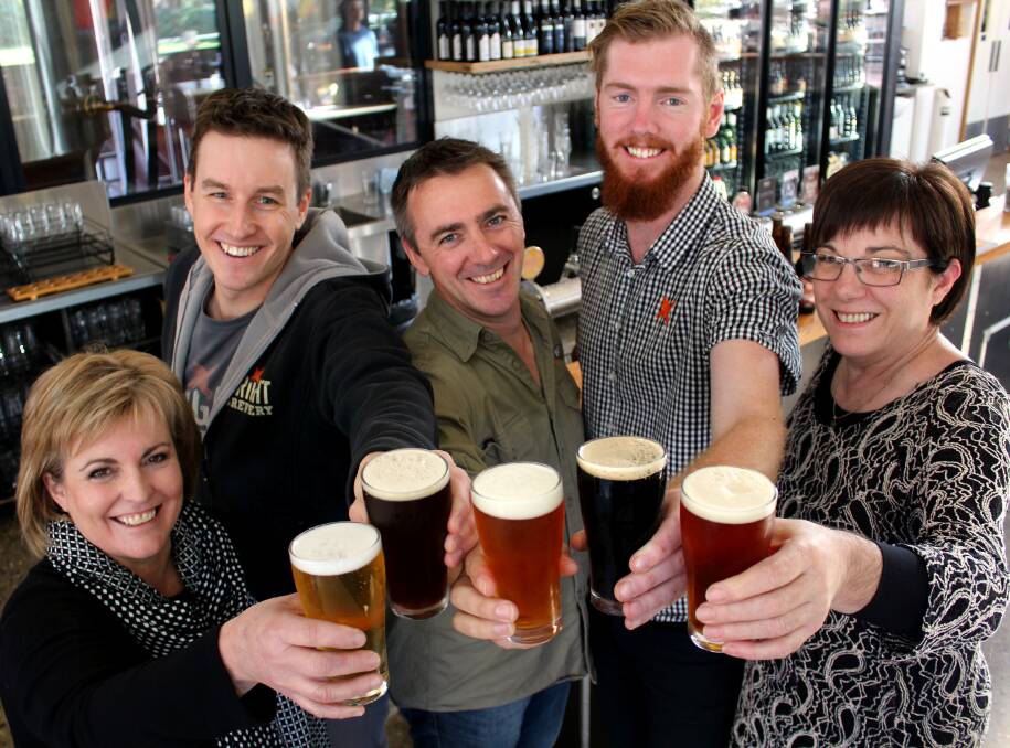 HERE'S CHEERS: Bright Brewery management team Mill Cudmore, James Davidson, Scott Brandon, Tom Buckley and Libby Katterl celebrate their Silver Award.
