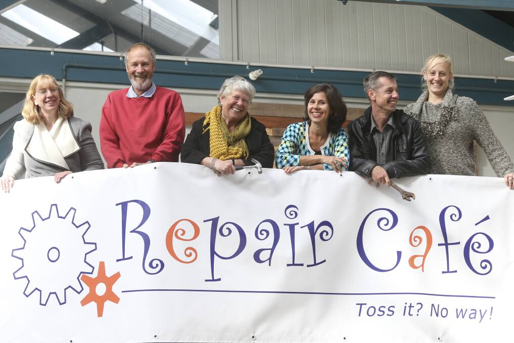 TOP TEAM: Shelley Robotham, Russell Renfrey, Lynne Keys, Lizette Salmon, Lubosh Hanuska and  Claire Greenhalgh look forward to Repair Cafe Albury-Wodonga becoming a fixture on the Border. Picture: ELENOR TEDENBORG
