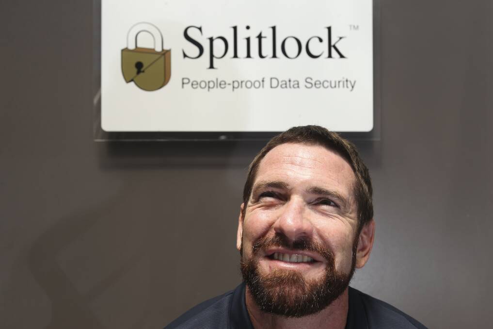  Jason Akermanis, who has developed some new cyber security technology called Splitlock. Essentially the technology that Jason Akermanis has been involved in developing is called Splitlock and he claims it will stop all hacking because it splits the data into two parts. Picture: ELENOR TEDENBORG 