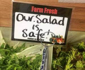 A supplier delivers a positive message about salads at the Prahran Market. Photo: Dani Valent