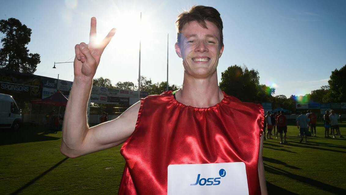 HISTORY MAKER: Luke Stevens took out the Albury-Wodonga Gift for the second time at the Albury Sportsground. Not bad for a 21-year-old. Picture: MARK JESSER

