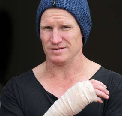 FIGHTING ON: Jarrod Twitt isn't calling it quits. Twitt broke his thumb on Saturday, but will play on at the Ovens and Murray club next season. Picture: DAVID THORPE