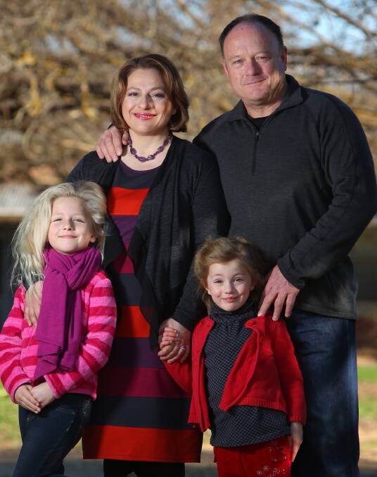 MIRABELLA IN: Candidacy for Wangaratta Council has been confirmed by Greg Mirabella, pictured with wife Sophie and daughters  Alexandra and Katerina.