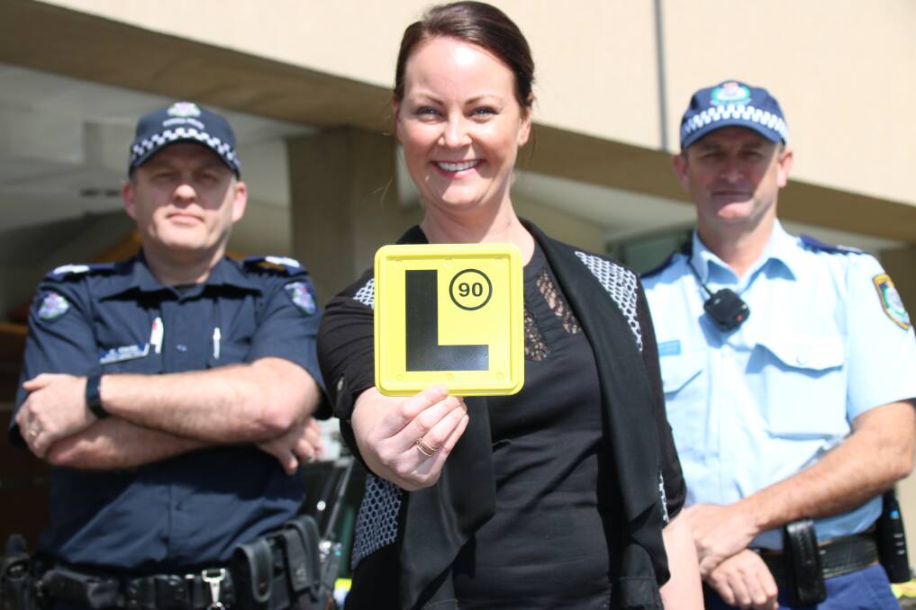 LEARNER LESSONS: Wodonga's Senior Constable Owen Clarke, road safety officer Lauren Musil and Albury's Senior Constable Stuart Busch. Picture: ALBURY COUNCIL