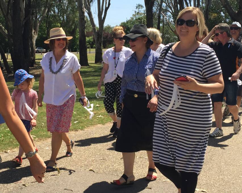 SHOW OF SUPPORT: Women across the community including Liberal candidate Sophie Mirabella took part in the walk.