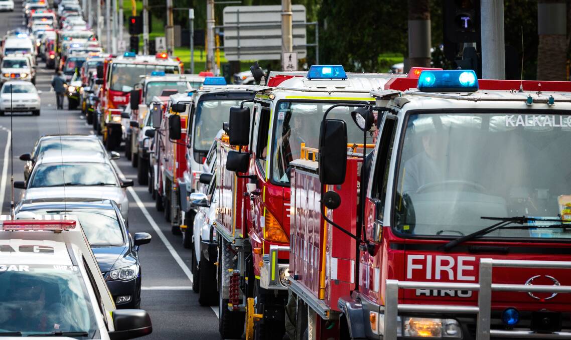 CAN'T BE IGNORED: North East firefighters - including from Wangaratta, Eldorado, Glenrowan, Greta and Springhurst - took part in last week's rally through Melbourne to protest potential changes in the CFA EBA.