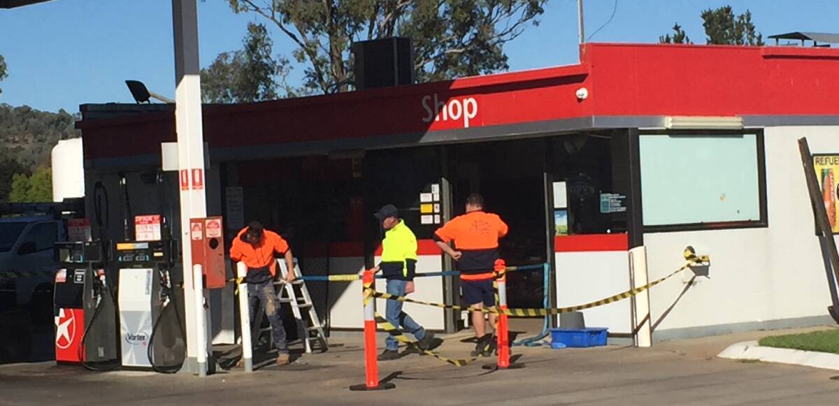CLEAN UP: The scene of the ram raid at East Albury. Picture: BLAIR THOMSON