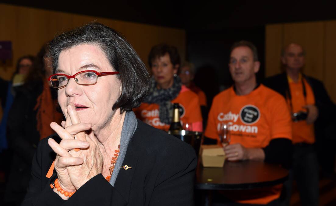 WAITING FOR RESULTS: Cathy McGowan on election night. Picture: MARK JESSER