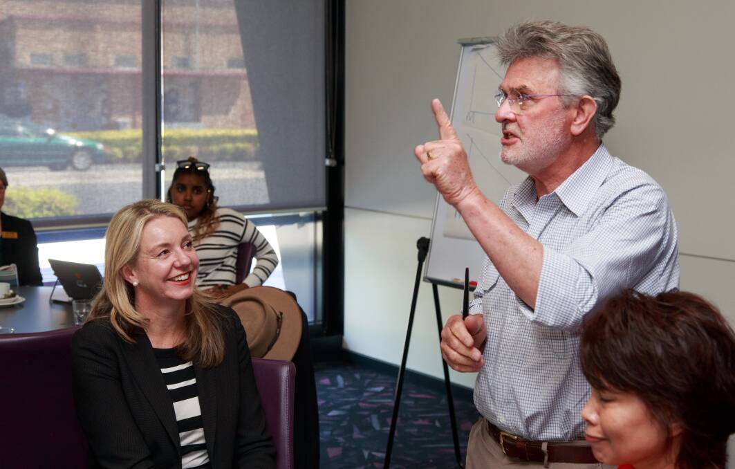 HEARING THE ISSUES: Senator Bridget McKenzie and Professor John Halsey met with about 20 education representatives at The Cube on Wednesday. Pictures: SIMON BAYLISS
