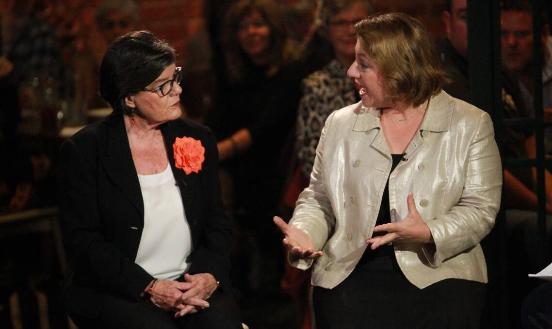 CONFLICT: Cathy McGowan and Sophie Mirabella at a Sky News television event the day the article was published.