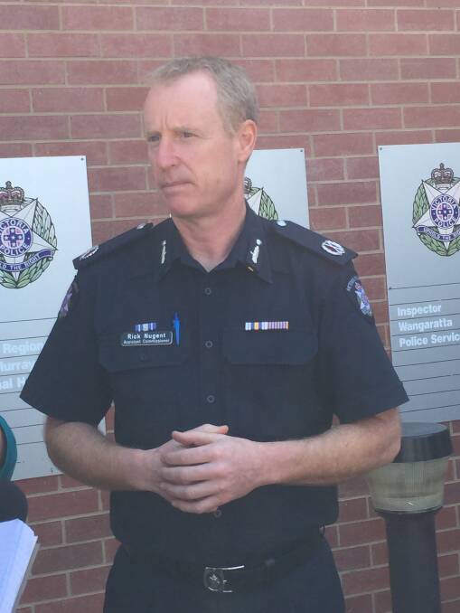 MANHUNT EXPANDED: Assistant Commission Rick Nugent at Wangaratta on Saturday. Picture: SHANA MORGAN