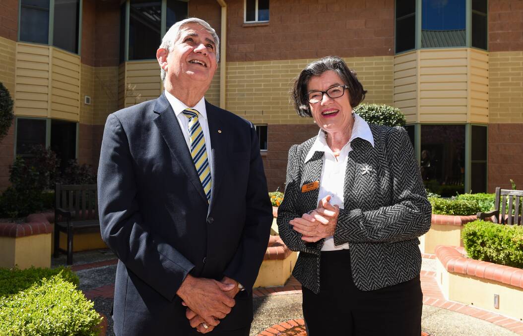 Aged Care Minister Ken Wyatt and Indi MP Cathy McGowan on Monday.