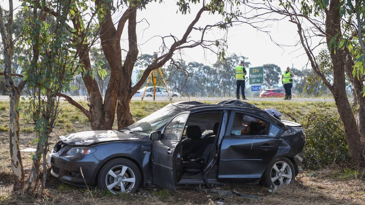 CRASH SCENE: Major Collision Investigation Unit arrived in Wangaratta to investigate the collision between a Mazda 3 and Ford sedan on the Hume Freeway at Wangaratta South on Friday morning. Pictures: MARK JESSER