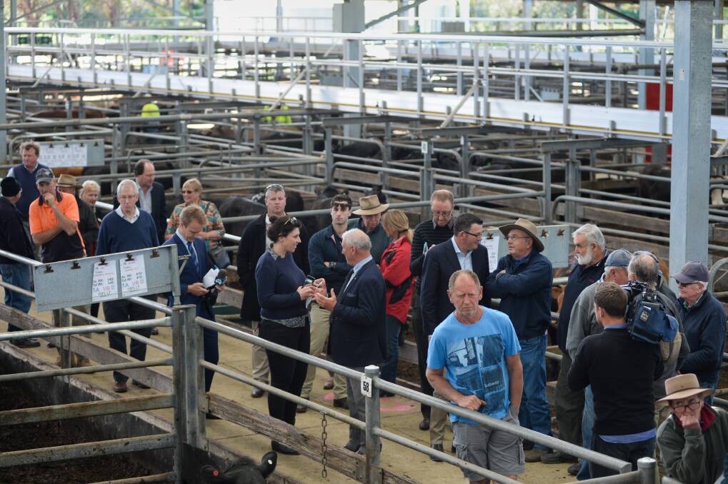 THE PLACE TO BE: Premier Daniel Andrews was a popular man for cattle producers to be around when he officially opened the Wangaratta Saleyards redevelopment last month. Picture: MARK JESSER