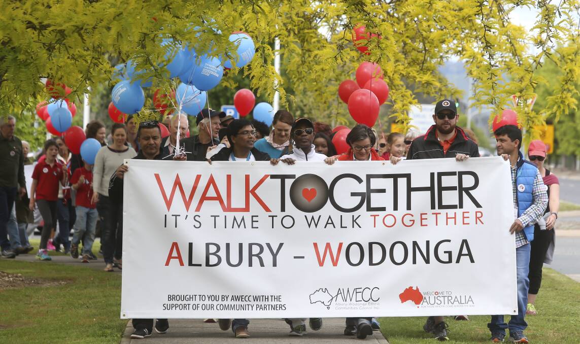 WALK TOGETHER: Indi MP Cathy McGowan joined more than 200 walkers.
