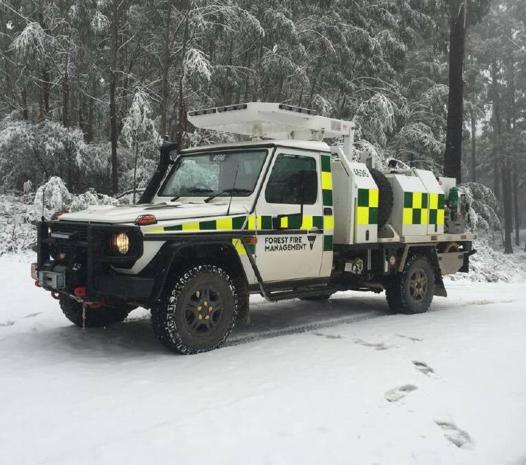 ALL TERRAIN: The four-wheel-drive firefighting vehicle has also been tested in Rubicon Valley snow. Picture: LUKE HEARD