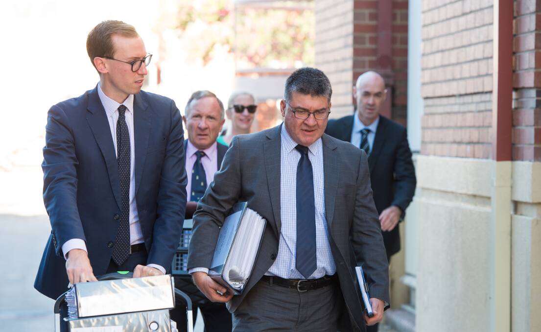 COMMITTAL HEARING: The prosecution team arrive at Wangaratta court on Wednesday. Picture: MARK JESSER