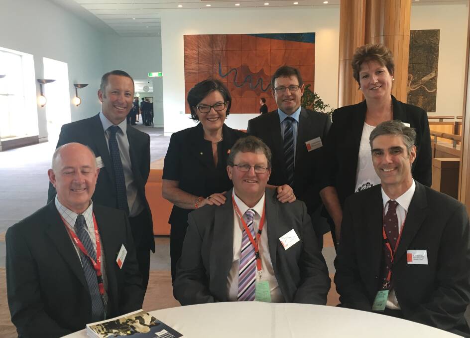 PATH AHEAD: The AVDPP delegation with Cathy McGowan in Canberra. Pictured, from left, is Patton Bridge, Stuart Crosthwaite, Ms McGowan, Pat Glass, Towong mayor David Wortmann, Karen Maroney and Scott McKillop.