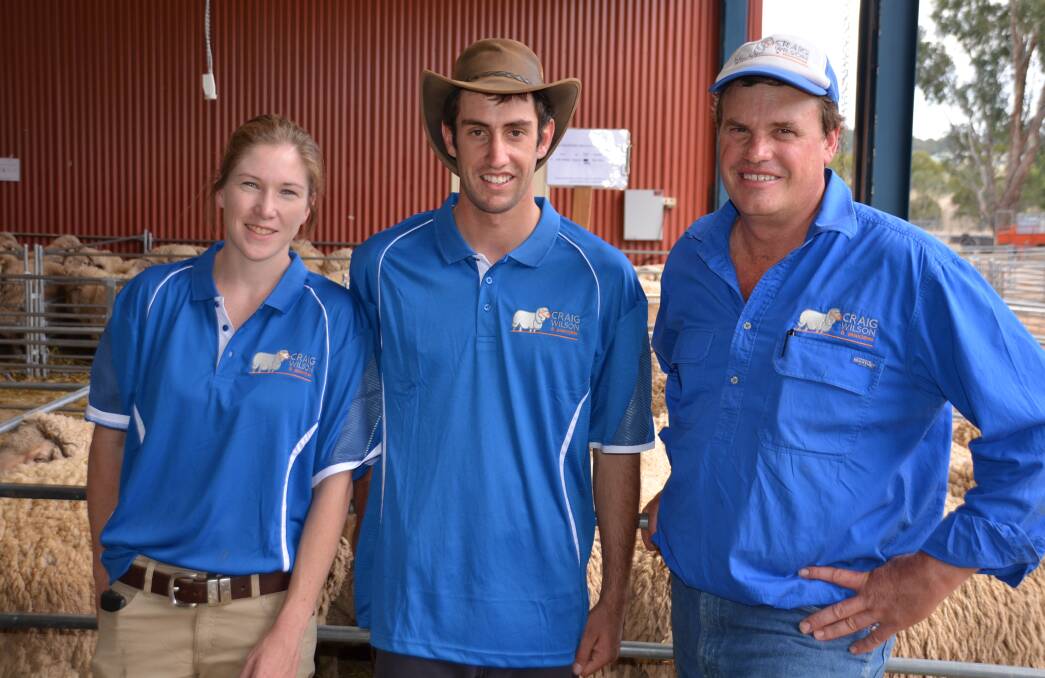 WESTBLADE WINNERS: Joint 2016 scholarship recipients Emily Anderson (left) and Josh Malloy (right) with Craig Wilson of Craig Wilson Livestock.