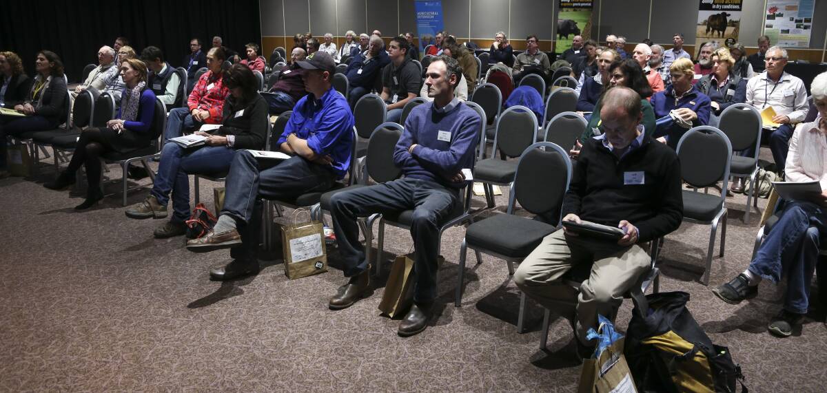 PLANNING AHEAD: Producers listen to a session on livestock handling at the Border Beef Conference on Wednesday. Picture: ELENOR TEDENBORG