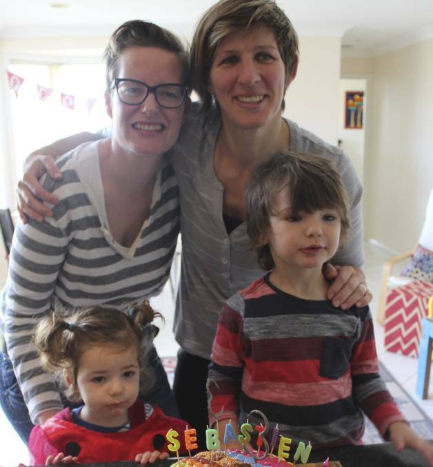 Bathurst couple Dr Alison Gerard and Sophie Meredith with their children Sebbi and Zadie.