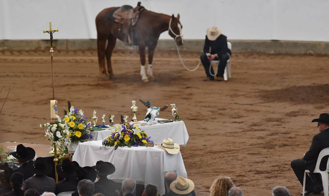 More than 1000 family and friends farewell Tamworth rodeo star, 23-year-old Blake Hallam, at AELEC. Blake is remembered as a champion both inside and outside the arena. Photo: Gareth Gardner 