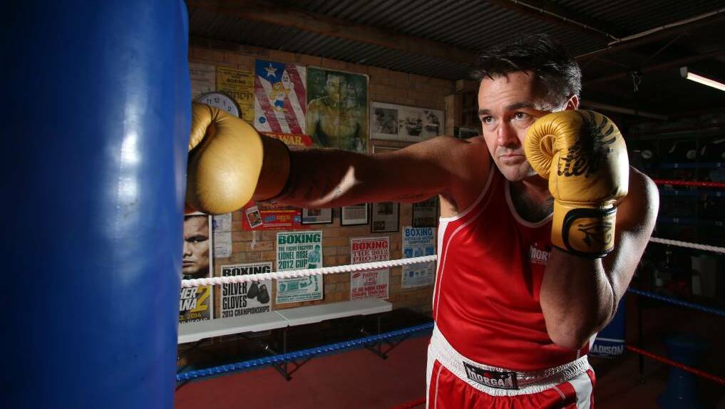 Peter Natoli hard at work at the California Gully gym of Pat and Gary Connolly. Picture: GLENN DANIELS
