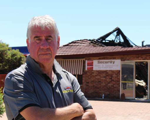 Store manager Peter Sedunary is mourning the loss of his business, which was allegedly set alight by arsonists on Wednesday. Picture: Rowan Forster