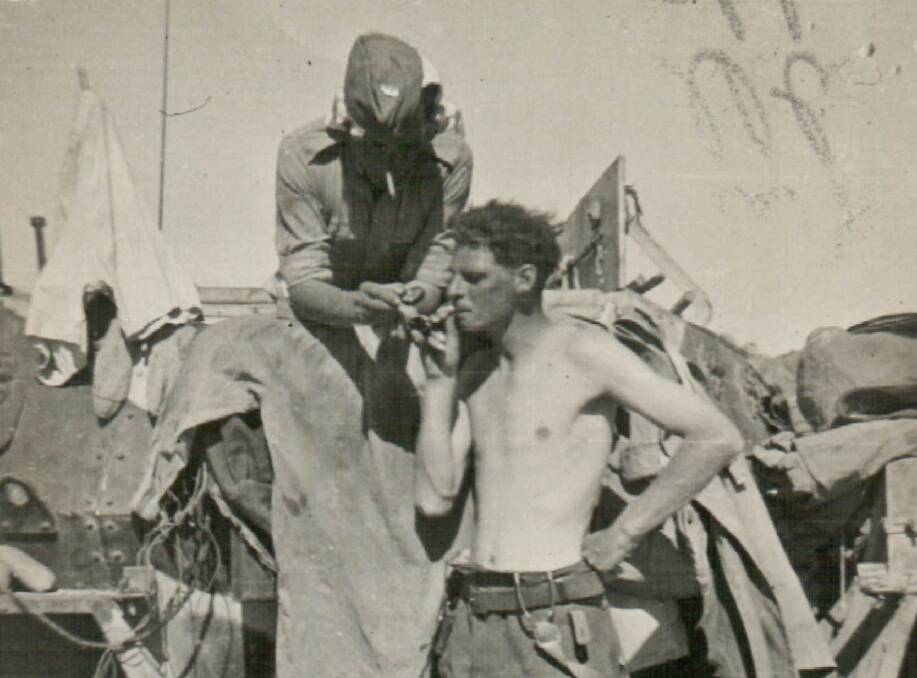 BROTHERS IN ARMS: A young Lewin Fitzhamon during his service with the British Army in Libya in 1942, where he saw action in the pivotal Second Battle of El Alamein.