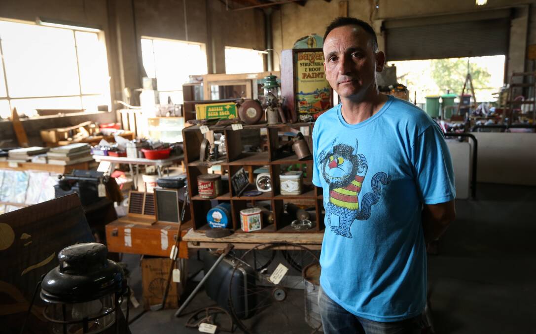 DISHEARTENED: Steve Jaksetic discovered around $4000 worth of antiques were stolen from his East Albury store. Picture: JAMES WILTSHIRE 
