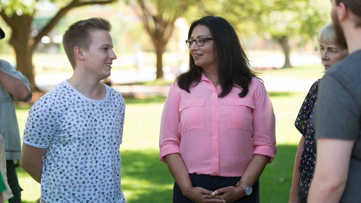 DUO: Former Labor Indi candidate Eric Kerr with Greens MP Dr Mehreen Faruqi at QEII Square on Wednesday. Pictures: MARK JESSER