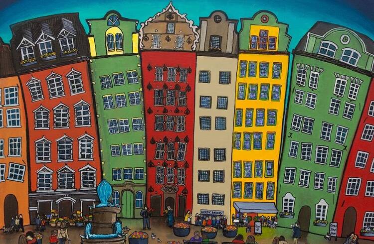 LITTLE BOXES: Helen Pynta's colourful entry from last year depicting Stockholm's historic centre took out best painting at St Augustine's art show.