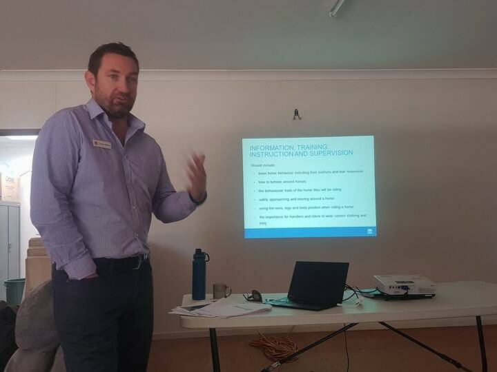 SAFETY FIRST: SafeWork NSW inspector Clayton Baldwin delivered a horse safety seminar at Albury-Wodonga Equestrian Centre on February 14.