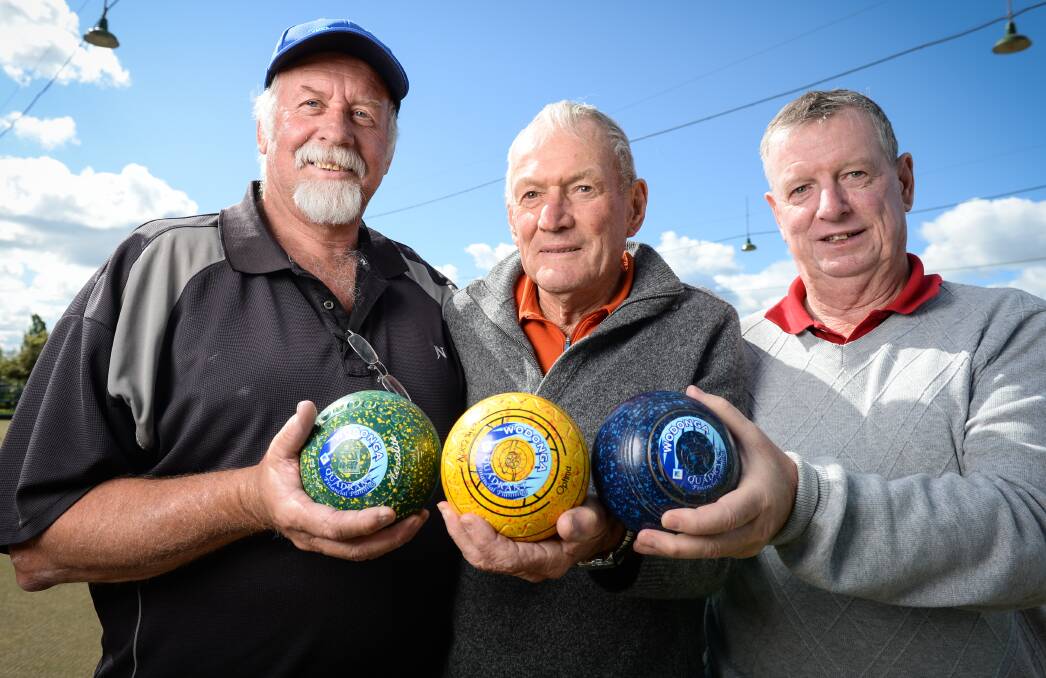 READY TO GO: Wodonga bowlers Ray Moon, Tony Smedley and Rob Taylor are looking forward to the opening round. Picture: MARK JESSER